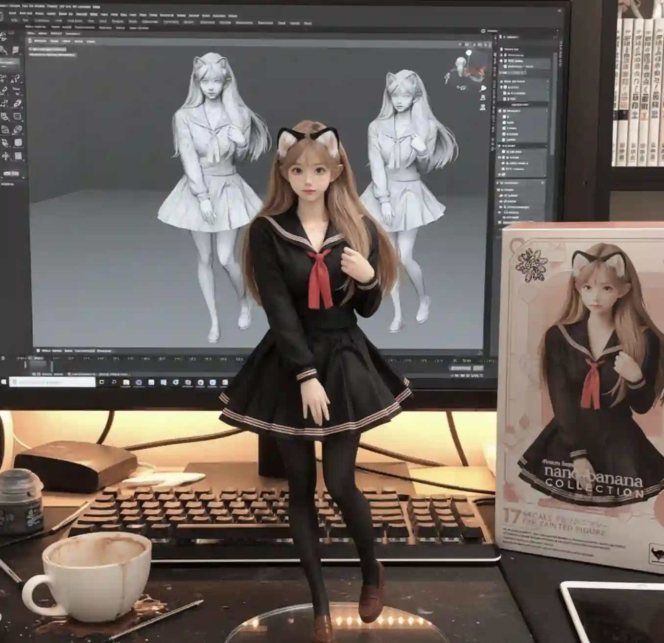 AI图片手办像素风